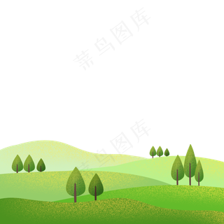 简约风山川草地风景png免抠图