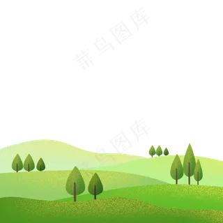 简约风山川草地风景png免抠图