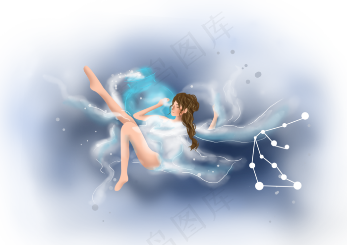 12星座水瓶座人物,免抠元素