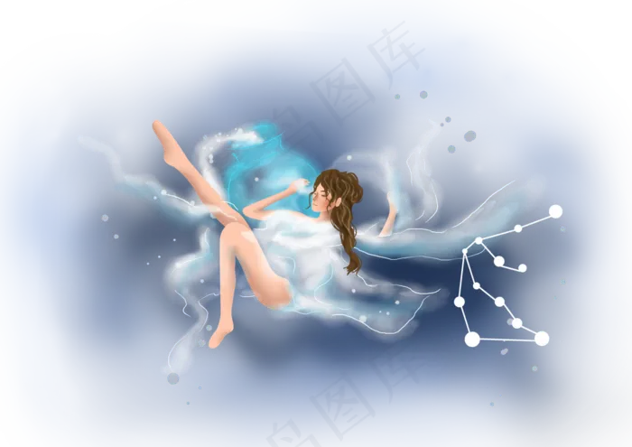 12星座水瓶座人物,免抠元素(4961*3508px 300 dpi )psd模版下载