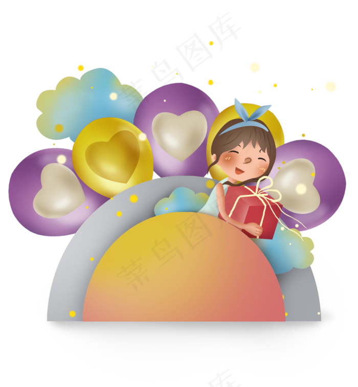 六一儿童节抱着礼物的女孩