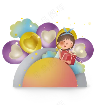 六一儿童节抱着礼物的女孩