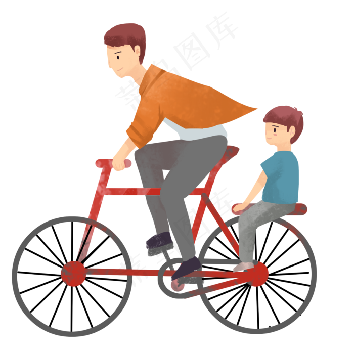 父子骑自行车兜风