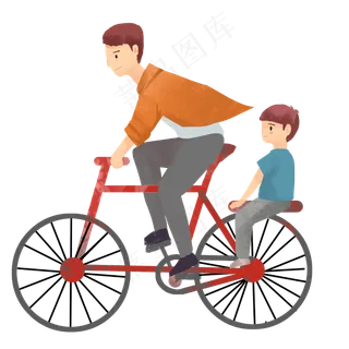 父子骑自行车兜风