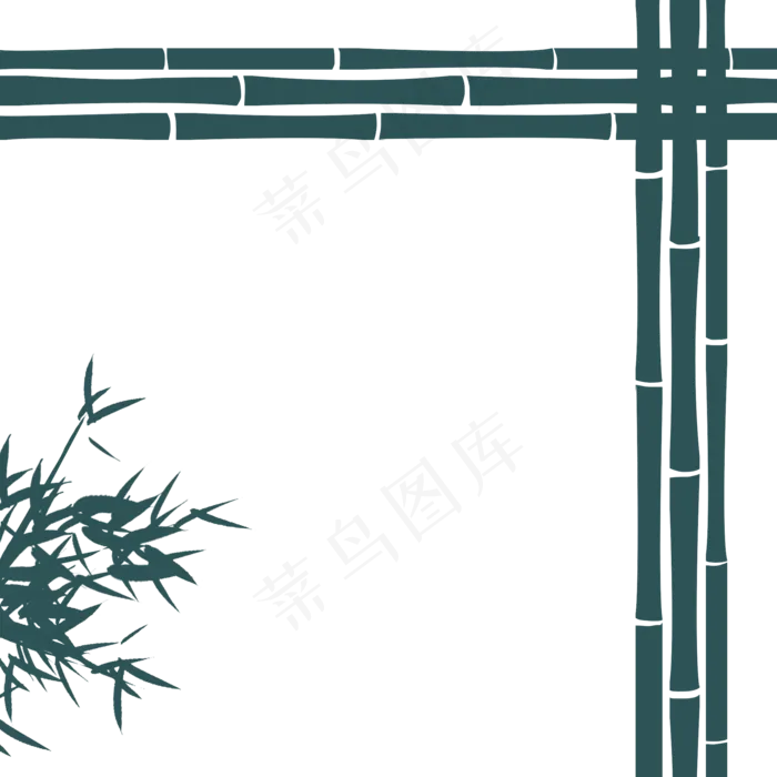 卡通绿色竹子边框免抠png(2000X2000(DPI:300))psd模版下载