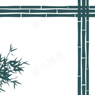 卡通绿色竹子边框免抠png