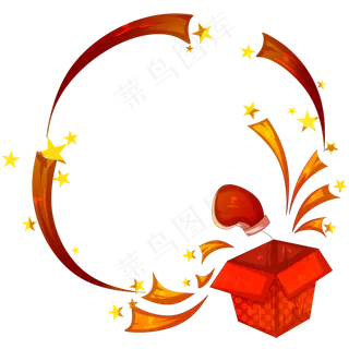 红色的愚人节礼盒边框,免抠元素