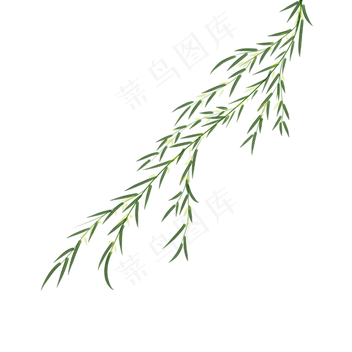 柳树飘春天绿色手绘装饰(3000X3000(DPI:300))psd模版下载