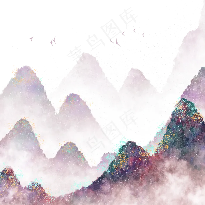 中国风重彩远山云雾(2000X2000(DPI:300))psd模版下载
