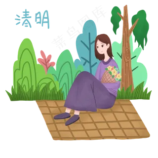 公园踏青赏景女孩