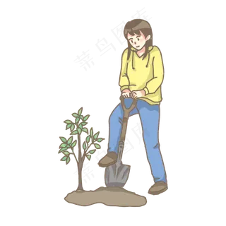 植树节少女植树PNG素材