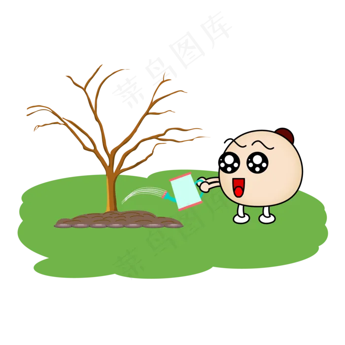 矢量植树节手绘种树小包子