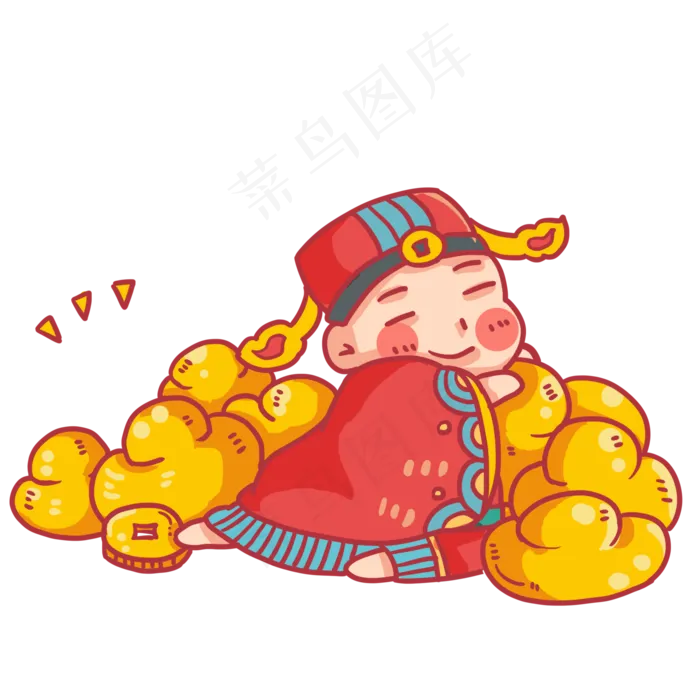 软趴趴的可爱财神,免抠元素(2000X2000(DPI:300))psd模版下载