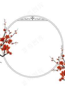 圆形古风花枝边框 圆形古风花枝边框