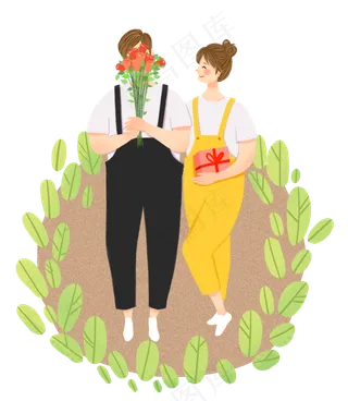 情人节手拿玫瑰表白情侣