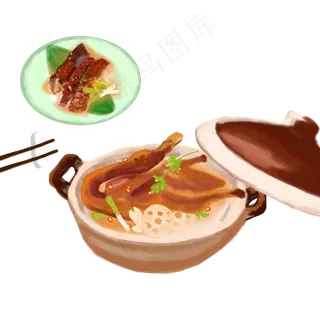 处暑食补莲藕莲子酱鸭烤鸭高清图