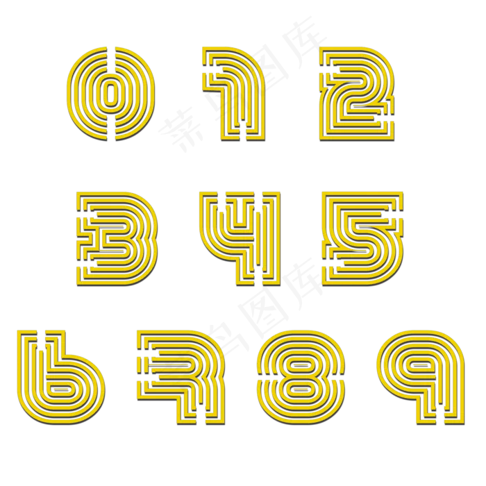 艺术字迷宫数字(2000*2000px)