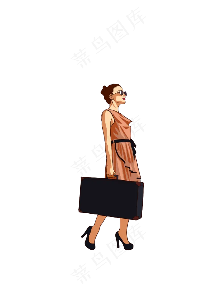 春分提行李箱的女人免扣元素,免抠元素(2480X3508(DPI:300))psd模版下载