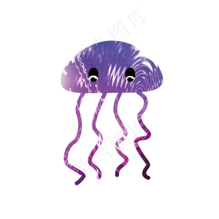 矢量科技感波纹炫光卡通水母,免抠元素