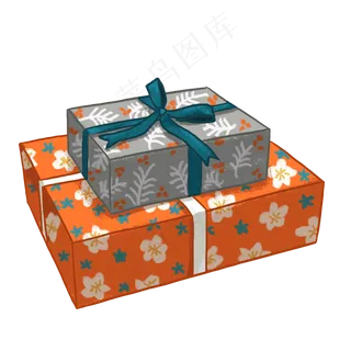 手绘碎花包装礼盒PNG免抠素材