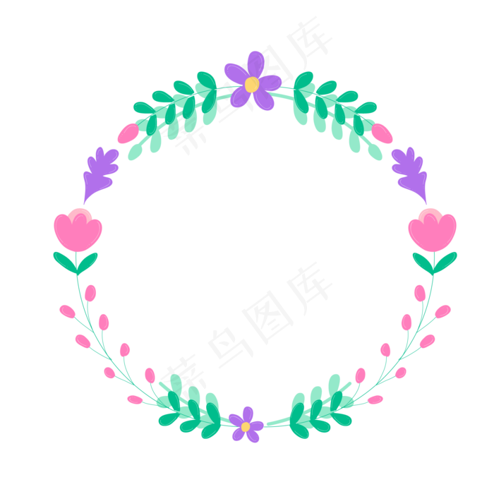 夏季夏天紫花环装饰免扣素材