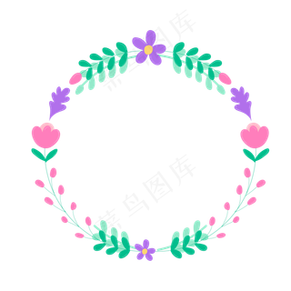 夏季夏天紫花环装饰免扣素材