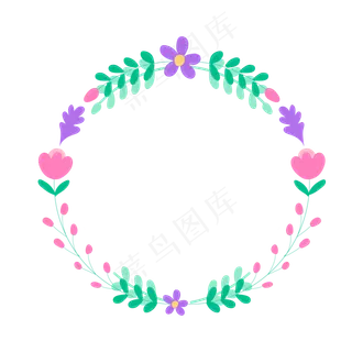 夏季夏天紫花环装饰免扣素材