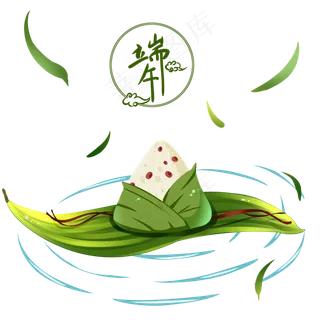 端午节绿色中国风水中红豆馅小粽