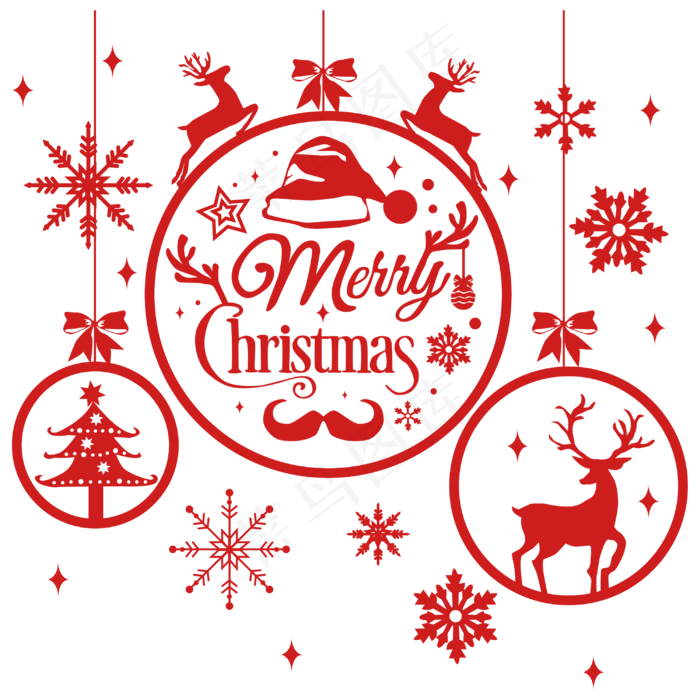 圣诞剪纸吊饰矢量图,免抠元素