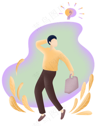 扁平噪点商务男公文包,免抠元素