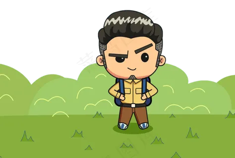 帅哥背包踏青出游