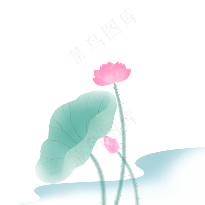 荷花水墨中国风免扣(2000X2000(DPI:300))psd模版下载