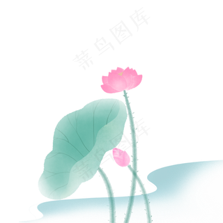 荷花水墨中国风免扣