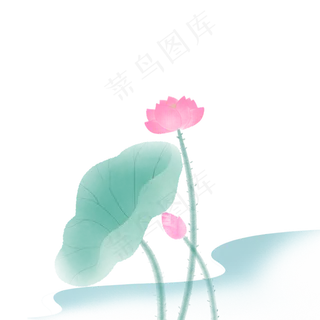 荷花水墨中国风免扣