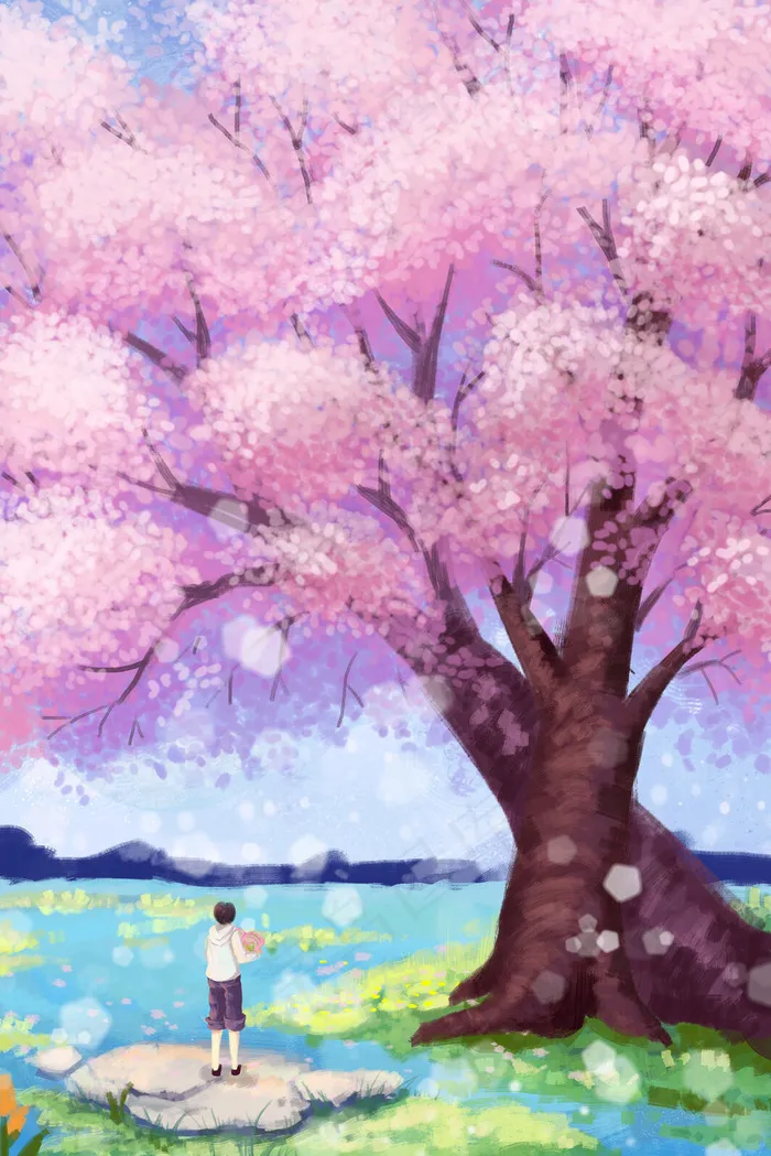 花节粉色樱花盛开(3545*5315px 300 dpi )psd模版下载