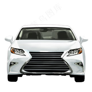 白色仿真汽车插图车头照片,免抠元素