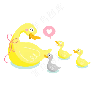 卡通可爱鸭妈妈母亲节矢量素材