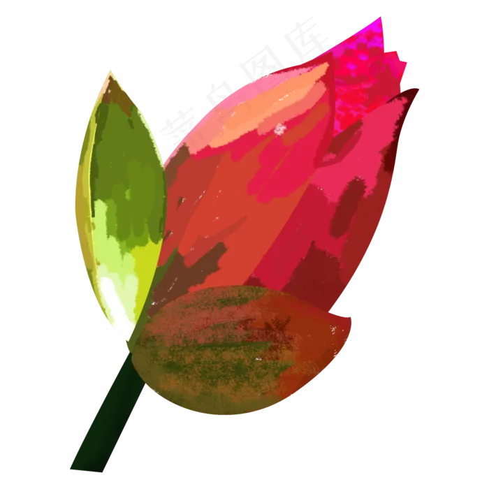 中国风荷花花蕾png下载(2000X2000(DPI:300))psd模版下载