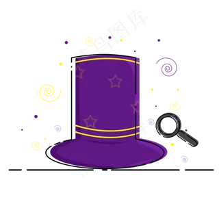 MBE风格愚人节魔术帽子放大镜,免抠元素