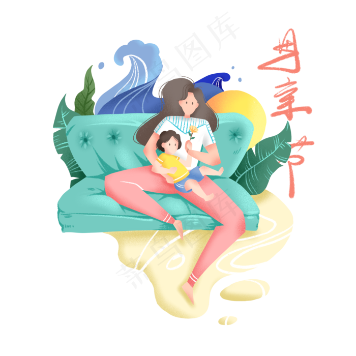 母亲节扁平化噪点亲情,免抠元素