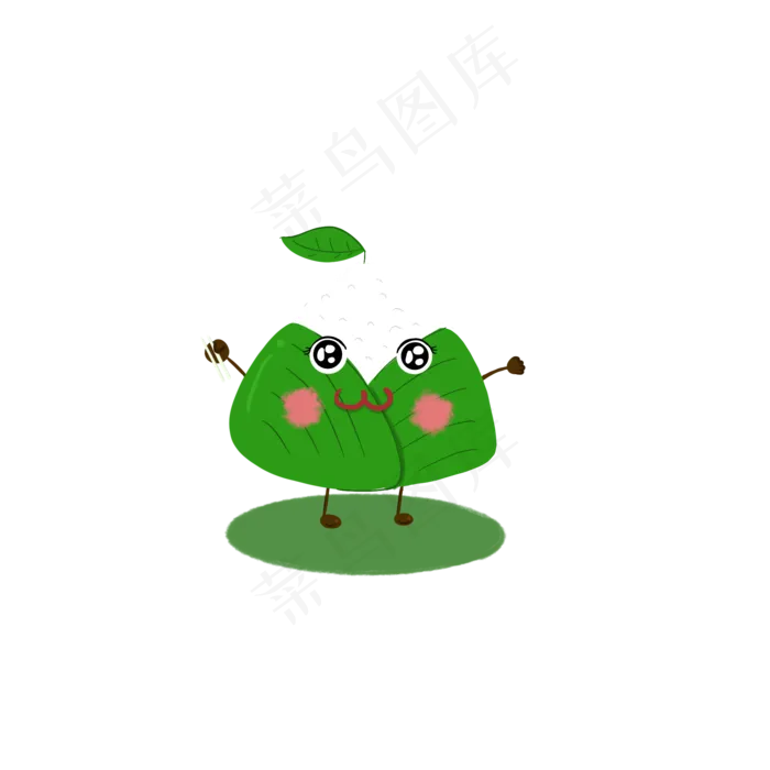 端午节绿色手绘粽子可爱绿色元素(2000X2000(DPI:300))psd模版下载
