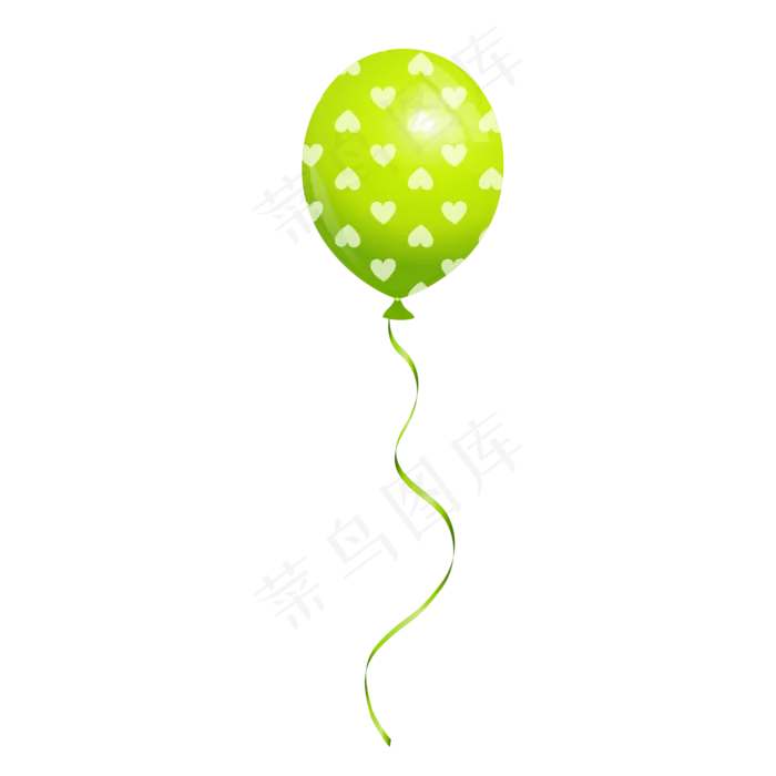 绿色爱心彩带气球,免抠元素(2000*2000px 300 dpi )psd模版下载