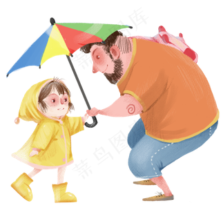 父亲节暖色温馨手绘卡通