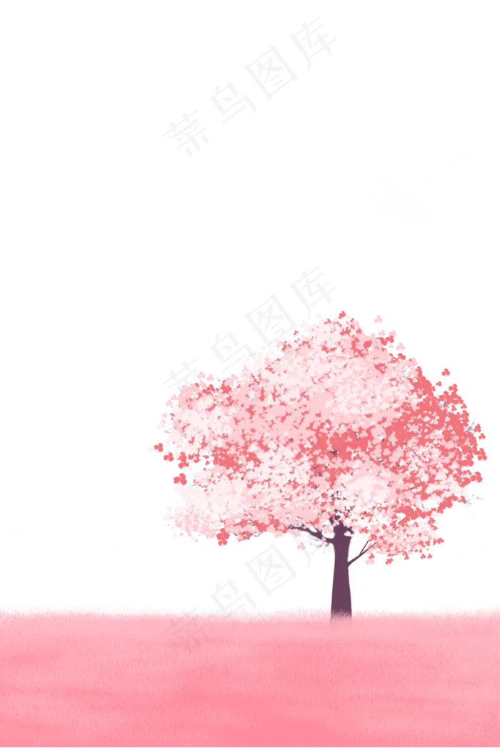 浪漫情人节粉色樱花树,免抠元素