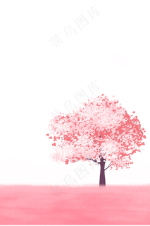 浪漫情人节粉色樱花树,免抠元素