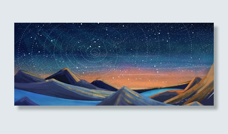 星空主题山川河流幻想曲(1920*800px 	       )psd模版下载