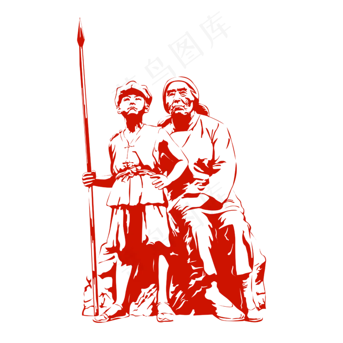 站岗的小战士和老人剪影(2500X2500(DPI:300))psd模版下载