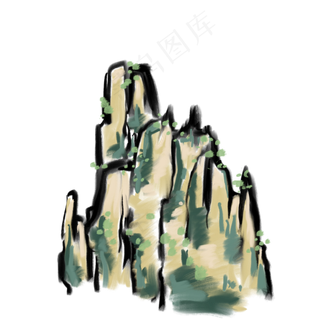 写意远山绿树免抠插图