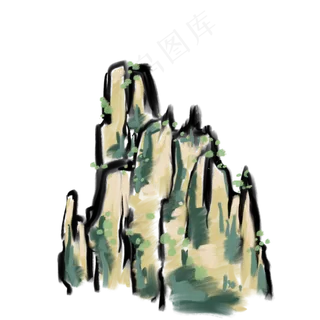 写意远山绿树免抠插图