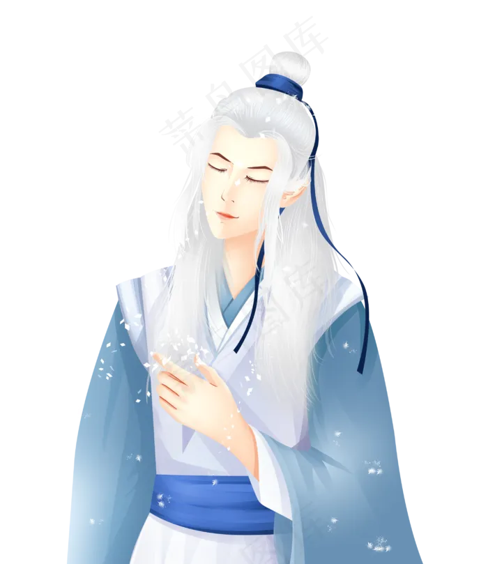 古风白发少年(3000X3402(DPI:300))psd模版下载